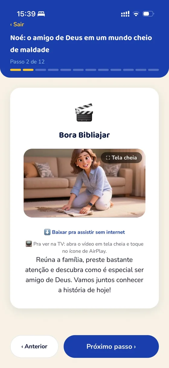 Episódio animado com opção de baixar e assistir na TV