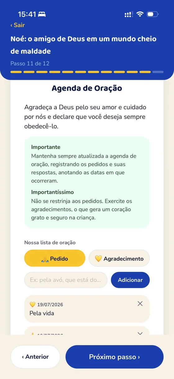 Agenda de oração em família
