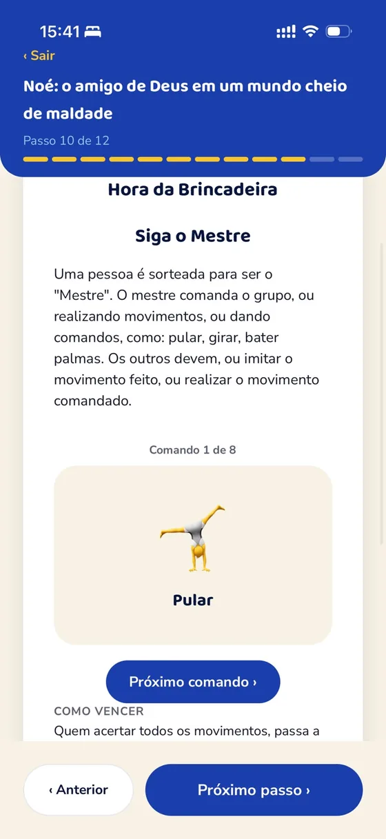 Brincadeira em família dentro do app